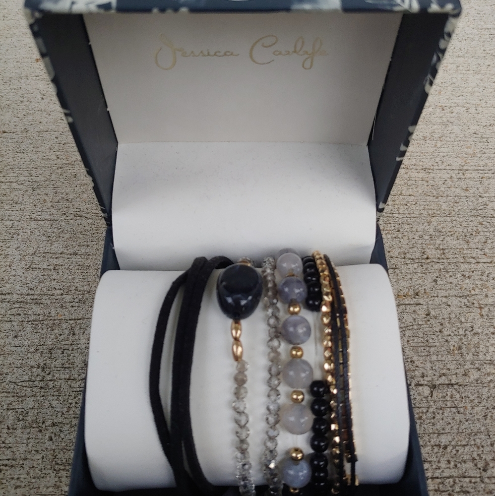 Set of Black and Gray Decorative Bracelets